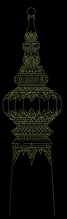 Lotus motif atop a structural collumn
