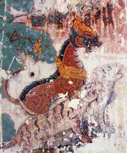 Thai style lion in mural